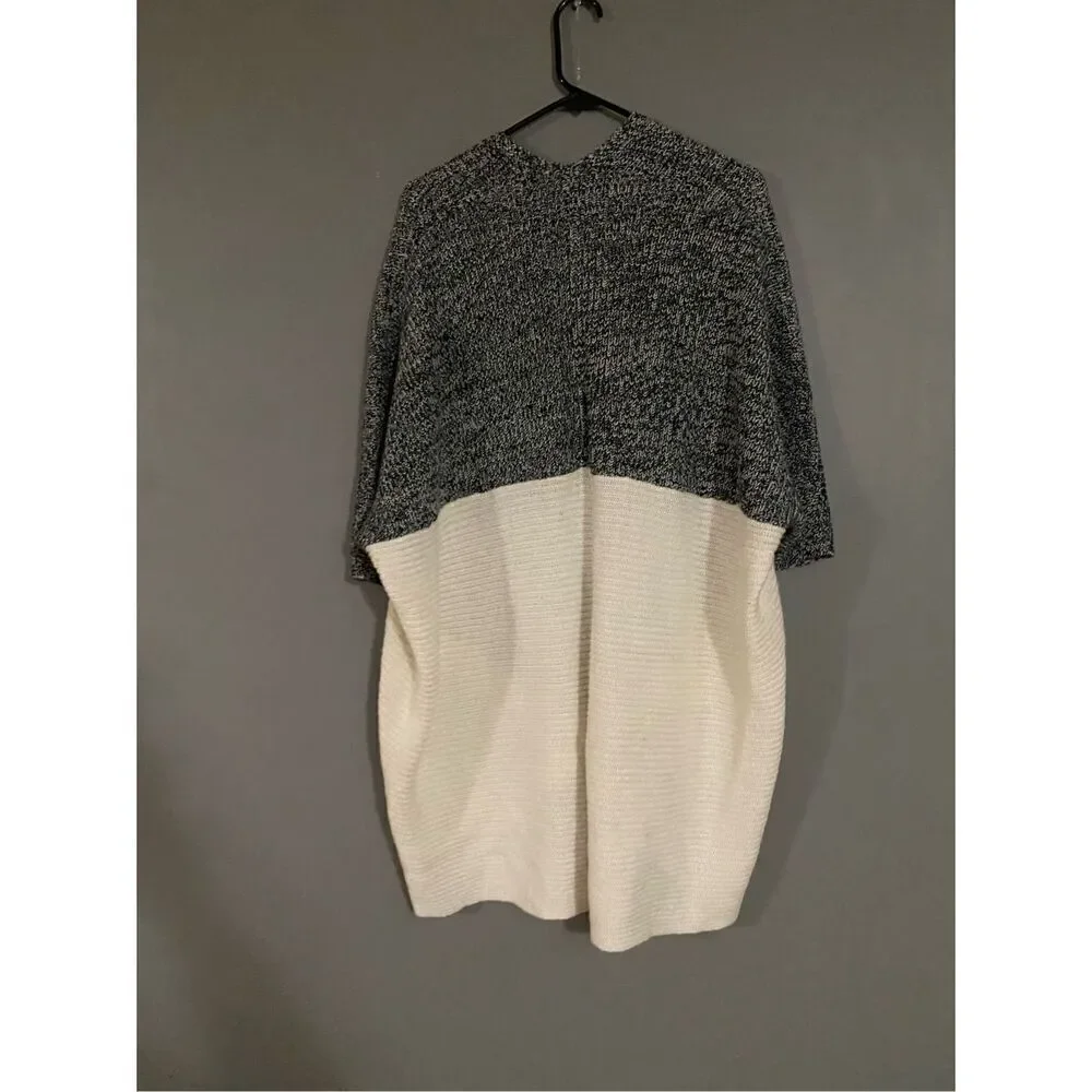 Merona Gray White Acrylic 3/4 Sleeve Open Front Cardigan Size XL